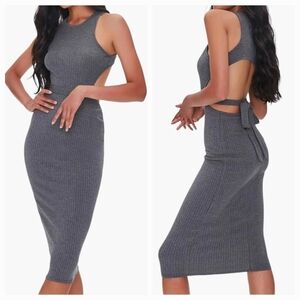 Forever 21 Charcoal Grey Back Cutout Knit Bodycon Dress